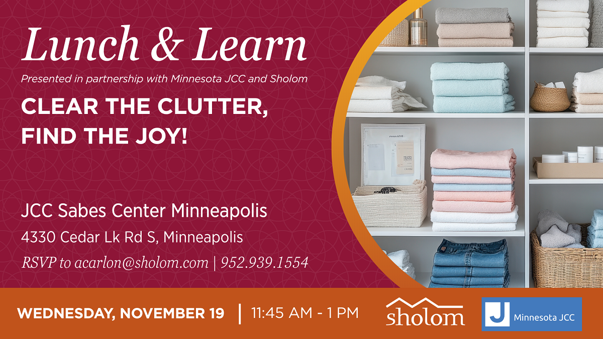 lunch and learn at JCC Sabes center about decluttering and downsizing tips for seniors