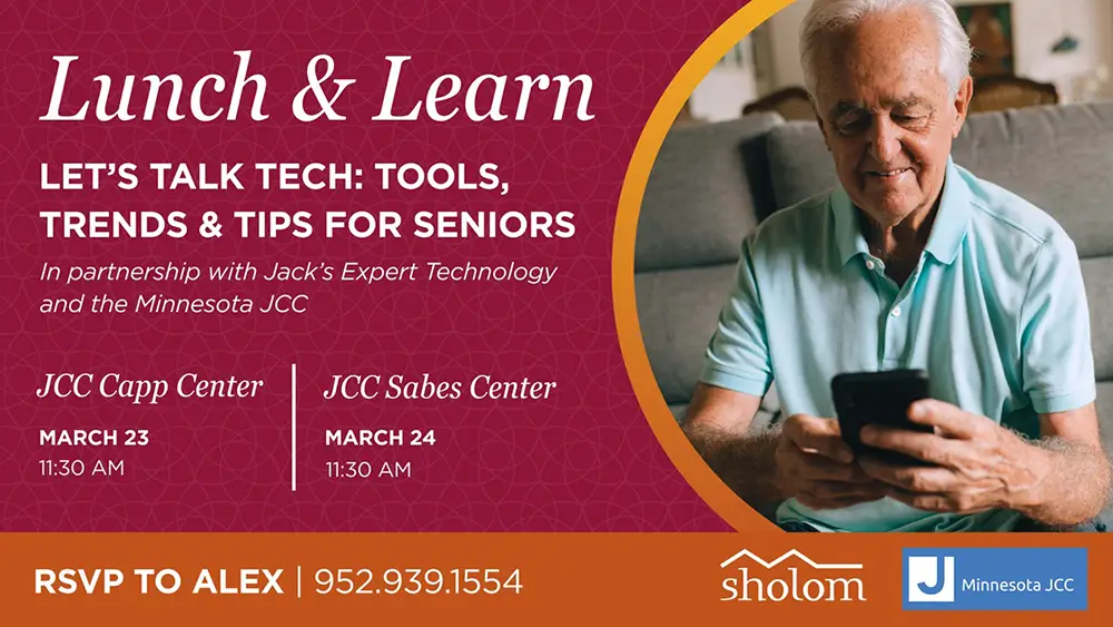 Tech Help Lunch & Learn for seniors at the Minnesota JCC covering AI, digital wallets, and smart home technology